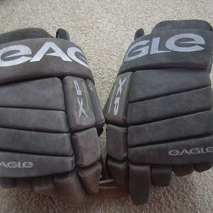 Rare Eagle X70 Senior Hockey Gloves 15" Gray Suede Made in Canada