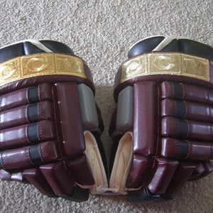 Brand New Rare CCM Custom 4-roll Senior Hockey Gloves 14" Burgundy/Grey/Black/White/Gold