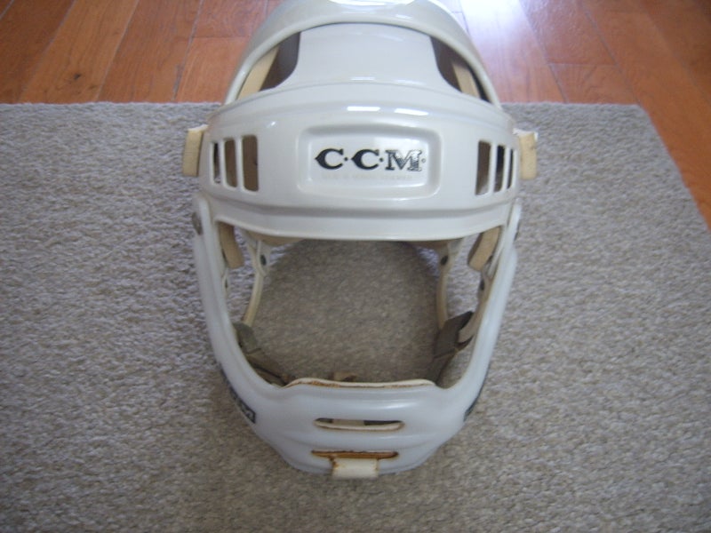 Rare Vintage Original 1960-70s CCM HT2 Helmet, White Color w/Mouth Guard