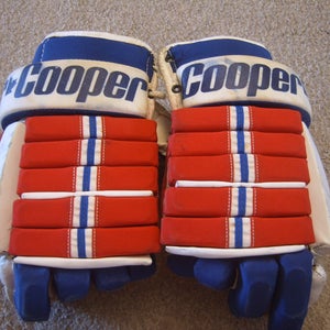 Vintage Cooper Men Senior Hockey Gloves White/Red/Blue Possible Game Used?