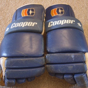 Vintage Original 1980s Cooper Blue/White Leather Hockey Gloves Maple Leafs Color