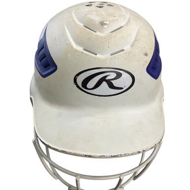 Used Rawlings RCFH 6 1/2 - 7 1/2 Batting Helmet w/Mask White S/M 11760-S000077369
