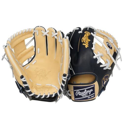 Rawlings Heart Of The Hide MLB Baseball Glove Milwaukee Brewers Blue RHT 11.5"