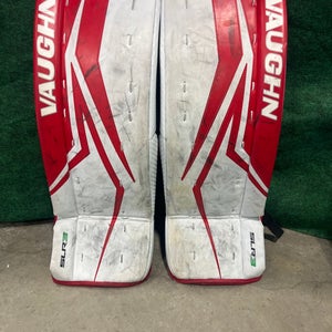White & Red Youth Vaughn SLR3 Goalie Leg Pads (Used) | 26"+ 2"