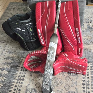 26"+ Bauer full goalie set with chest protector and CCM stick