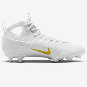 new men's 10.5 Nike Huarache 9 Elite LAX Lacrosse Cleats White/Gold FD0088-100