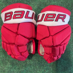 Red Junior Bauer Vapor Elite Gloves 10" (Used) | Boston Junior Terriers