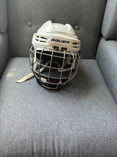 Kids White Bauer IMS 5.0 Helmet, Size small