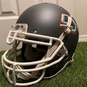 Grey Oklahoma State Replica Schutt helmet with padding inside