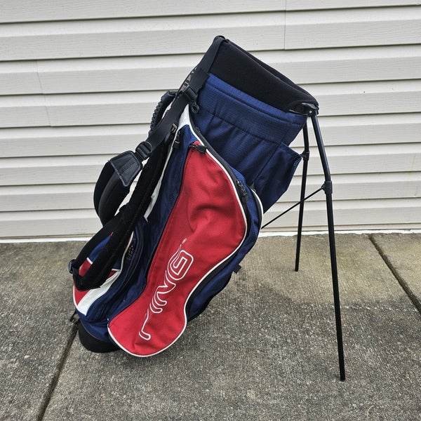 PING Hoofer 3 Vintage Stand Golf Bag Rare Color Red White & Blue 4 Way Divider
