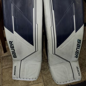 Navy / White 35" Large Bauer MACH Goalie Leg Pads (Used)