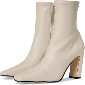 Steve Madden Vinka Boots Women's US 8 Ivory Square Toe Block Heel Bootie PQ427