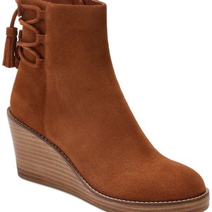 Jack Rogers Banbury Boots Women's US 9 Camel Suede Wedge Heel Ankle Bootie PQ428