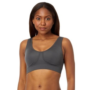 Spanx Breast of Both Worlds Sports Bra Women's M Gray Reversible Comfort QLW621