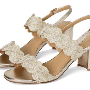 Vaneli Lettie Sandals Womens US 7 Beige Braided Strap Block Heel Slingback PQ344