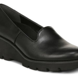 Vionic Willa Wedge I7294L2-002 Flat Women's 10 Black Leather Loafers Shoes PQ467
