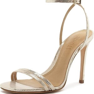 Schutz Altina Sandals Women's US 9B Gold Lizard Ankle Strap Stiletto Heel PQ435
