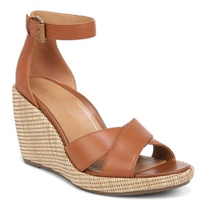 Vionic Marina I8681L1-202 Women's 8.5 Camel Leather Wedge Dress Sandals PQ396