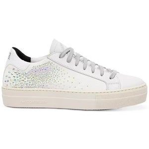 P448 Thea Sneaker Women US 7.5-8 White Leather Embellished Platform Shoes PQ368