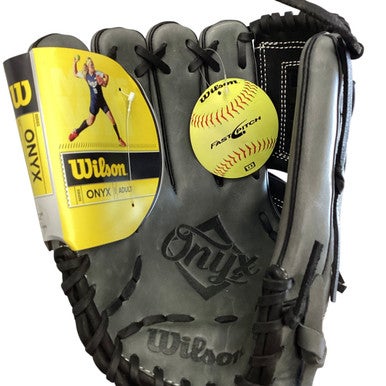 Used Wilson ONYX RH Throw Fastpitch Gloves Grey 12" 11760-S000077486