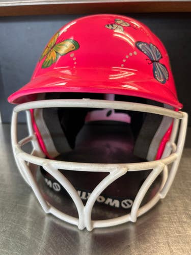 Used Worth BATTING HELMET YTH Batting Helmet w/Mask Pink SM 11868-S000063512