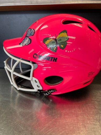 Used Worth BATTING HELMET YTH Batting Helmet w/Mask Pink SM 11868-S000063512
