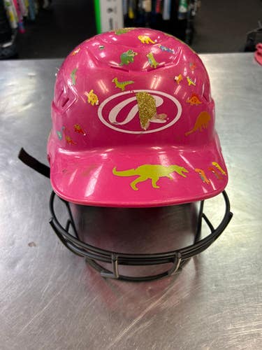 Used Rawlings CFTB H-RT Batting Helmet w/Mask Pink SM 11868-S000062468