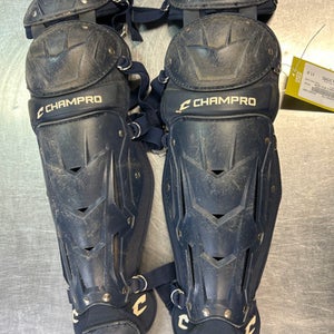 Used Champro SHIN GAURD Catchers Leg Guards Navy Blue Intermed 11868-S000061768