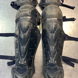 Used All-Star SHIN GUARDS Catchers Leg Guards Navy Blue Adult 11868-S000061767