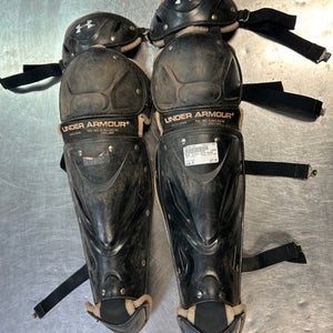 Used Under Armour SHIN GUARD Catchers Leg Guards Black Junior 11868-S000061397