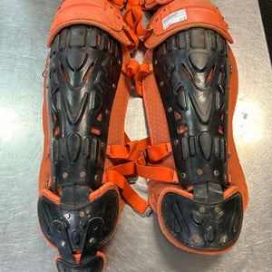 Used Rawlings VELO SHIN Catchers Leg Guards Orange Adult 11868-S000060210