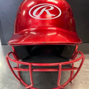 Used Rawlings RCFH Batting Helmet w/Mask Red MD 11868-S000059981