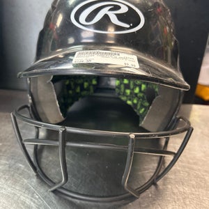 Used Rawlings COOLFLO W MASK Batting Helmet w/Mask Black SM 11868-S000062550