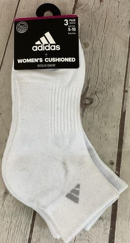 Adidas Womens Cushioned Quarter Socks AreoReady Wicking Fabric Technology White