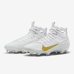 new men's 9.5 Nike Huarache 9 Elite LAX Lacrosse Cleats White/Gold FD0088-100