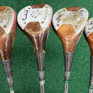 Vintage Ben Hogan Golf Persimmon Wood Set MRH Steel Shafts 1-3-4-5