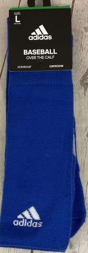 Adidas Large Baseball Over The Calf Socks Areoready Quick Drying Technology Blue