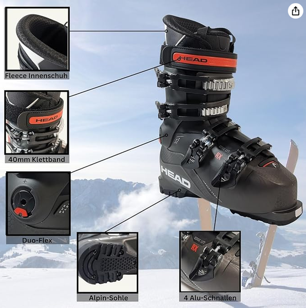 2025 NEW HEAD EDGE LYT RX rd/bk HV men's ski boots size 28.5 Mondo