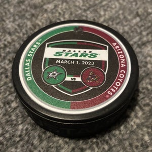 Dallas Stars vs Arizona Coyotes NHL Official Match Up Hockey Puck 3-1-2023