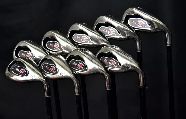 CALLAWAY BIG BERTHA SET 4-10, PW, SW IRONS, RH, STIFF FLEX, 39" (5 IRON)