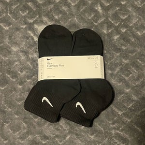 Nike Everyday Plus Socks - 6 Pack Mid Cut Black (Size L)