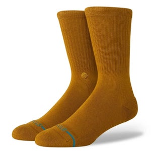 Stance Icon Crew Socks Men's Large Brown Cotton Blend Ribbed Mid Cushion QLW684