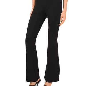 Vince Camuto Leggings Women's L Black Ponte Stretch Flat Front Flared Leg QLW493