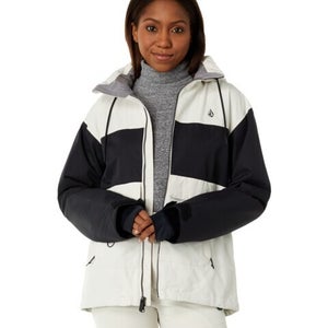 Volcom Hailynn Jacket Women Large Black Off White Full Zip Hooded Outdoor QLW631