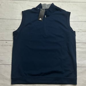 Adidas Elevated 1/4 Zip Sleeveless Golf Vest Navy Blue Mens Size Medium IB4541