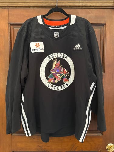 Pro Stock Arizona Coyotes ADIDAS NHL Practice Jersey BLACK 56 USED