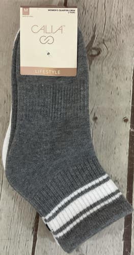 CALIA Womens Lifestyle Medium Quarter Crew Socks Two Pairs Seam Free Toe