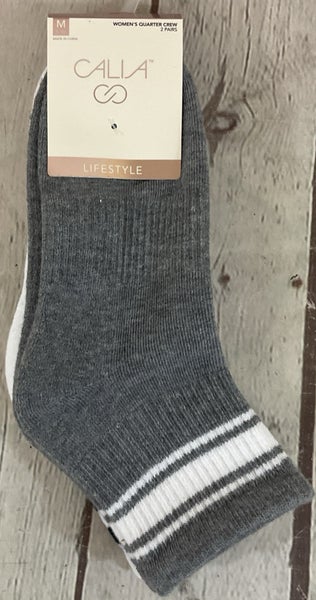 CALIA Womens Lifestyle Medium Quarter Crew Socks Two Pairs Seam Free Toe