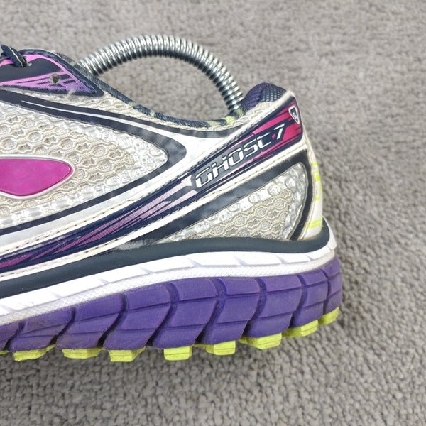 Brooks Ghost 7 Womens Size 10 Running Shoes White Purple Sneakers Low Top