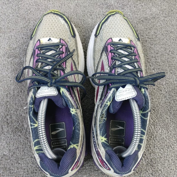 Brooks Ghost 7 Womens Size 10 Running Shoes White Purple Sneakers Low Top